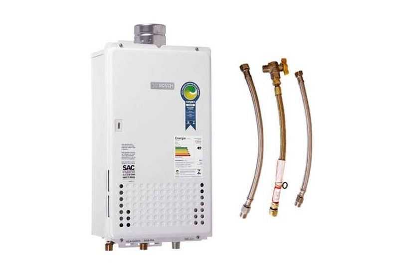 Aquecedor a gás com kit de instalação